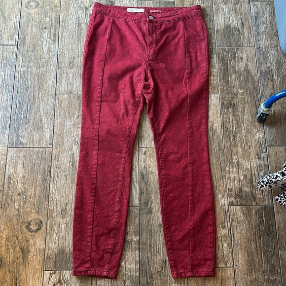 Anthropologie Pilcro Flocked High-Rise Leggings raspberry 31 - Picture 2 of 7